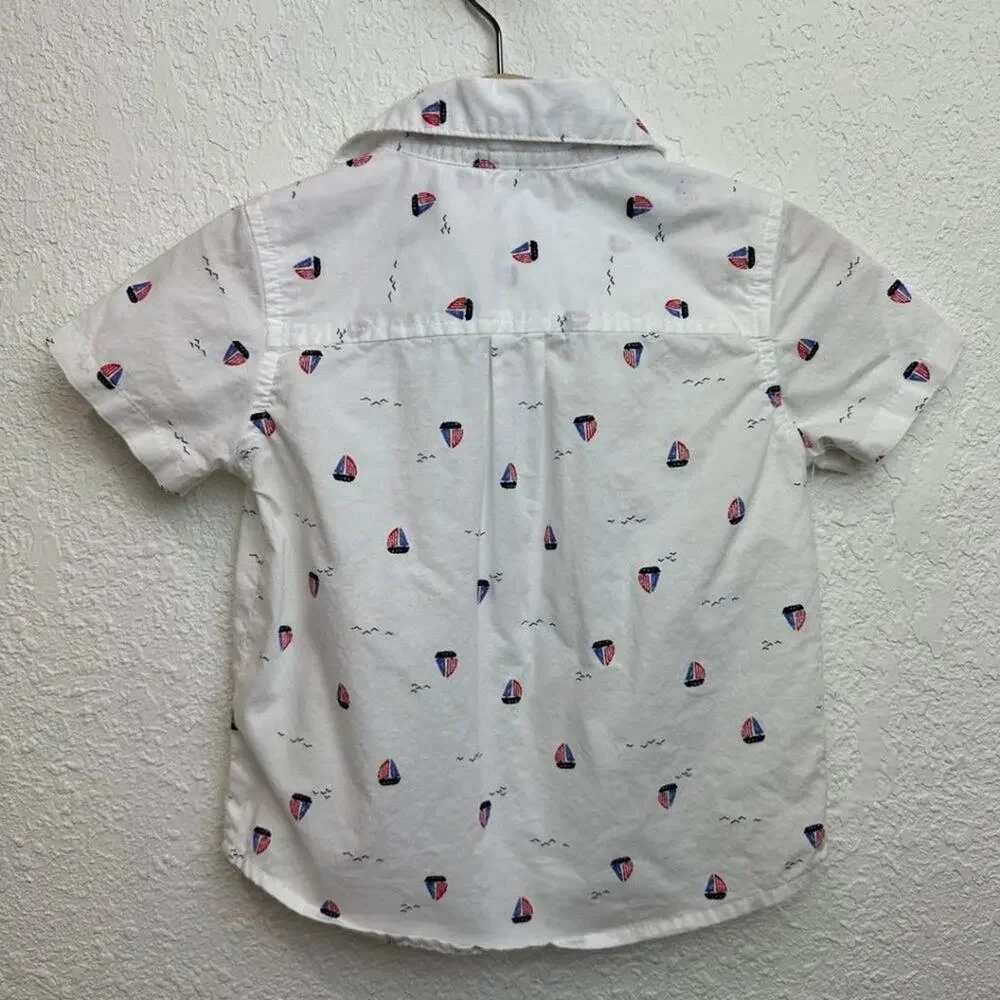Carters's Set of 3 Short Sleeve Button Down Shirts Different Prints 18M